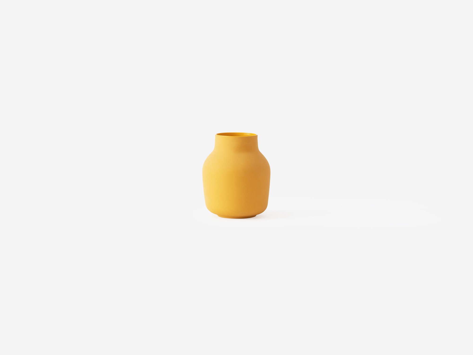 Medium yellow ceramic vase front view